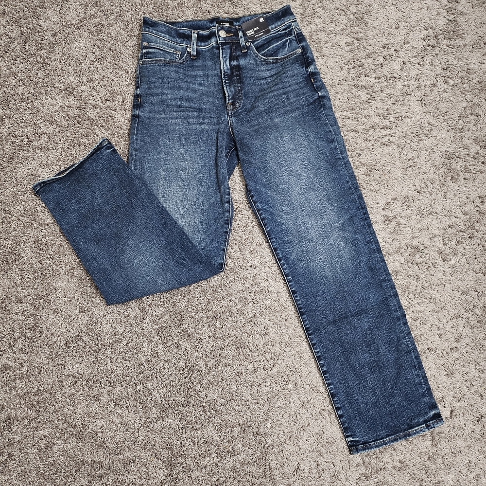 NWT EXPRESS High Rise Straight Ankle Jeans Size 4R Medium Wash‎